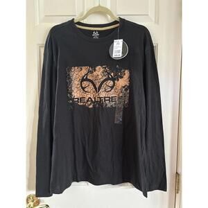 Realtree Long Sleeve T Shirt Mens Size Large Black Orange New Logo
